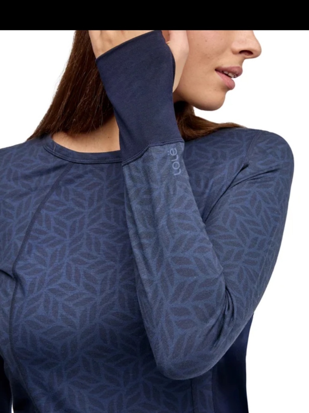 Lole Navy Blue Base-Layer Merino Wool Blend Long Sleeve Too